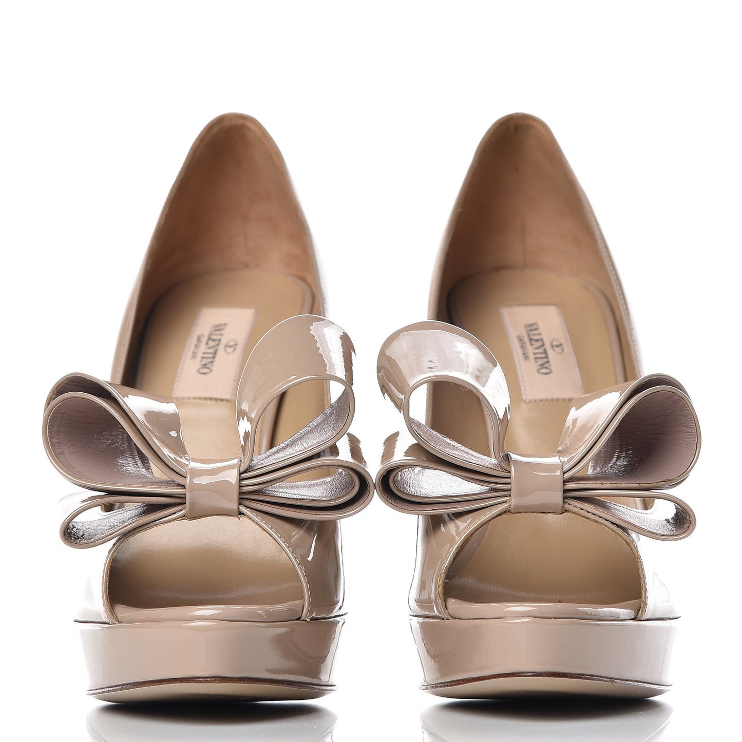 Patent Couture Bow Peep Toe 30/125mm Platform Pumps 38 Poudre