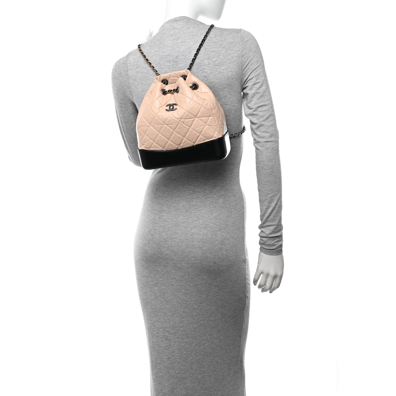 Chanel Aged Calfskin Quilted Small Gabrielle Backpack Beige Black 2 of 10