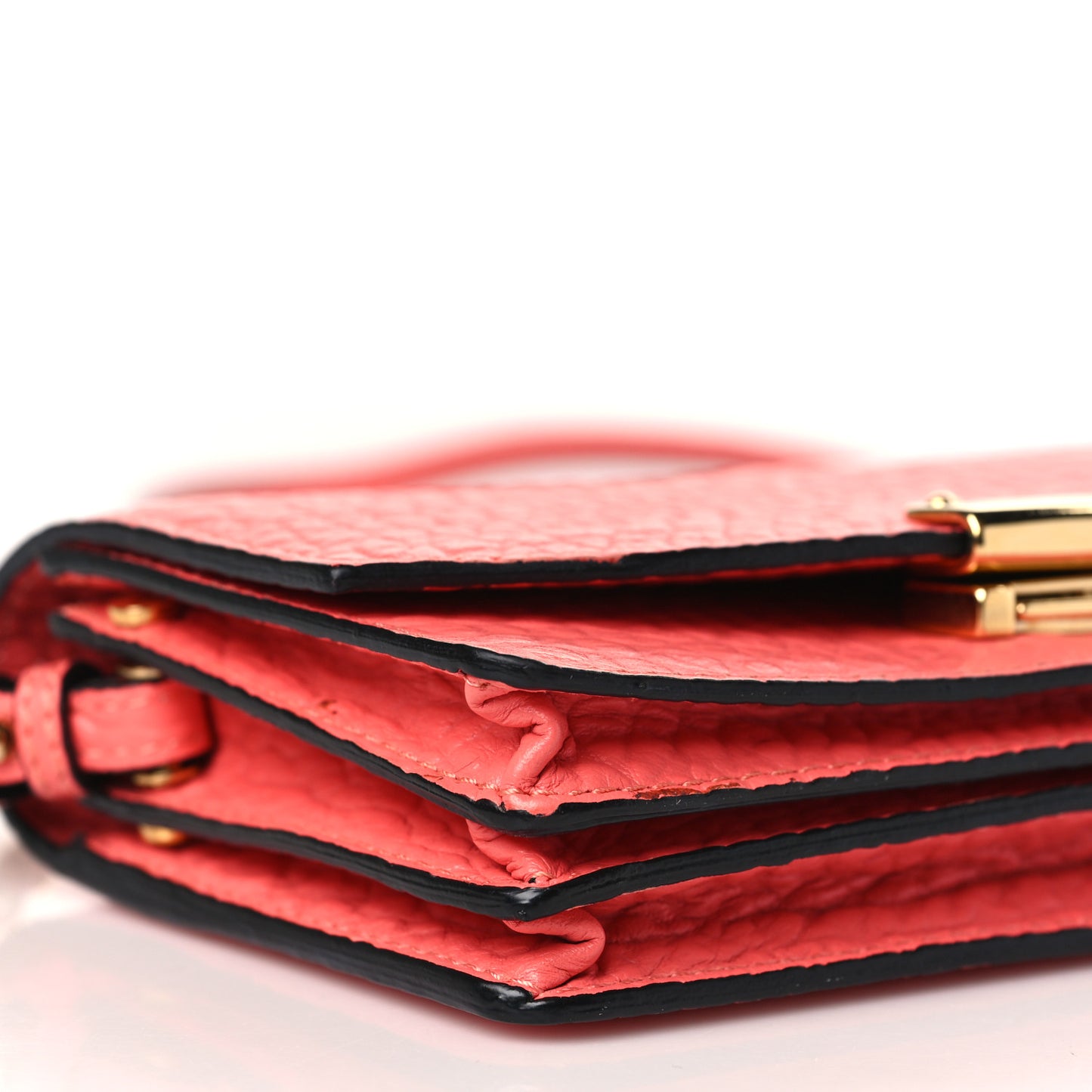 Signature Grain Small Madison Chain Clutch Orange