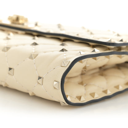 Valentino Garavani Lambskin Rockstud Spike Wallet on Chain Light Ivory 9 of 10