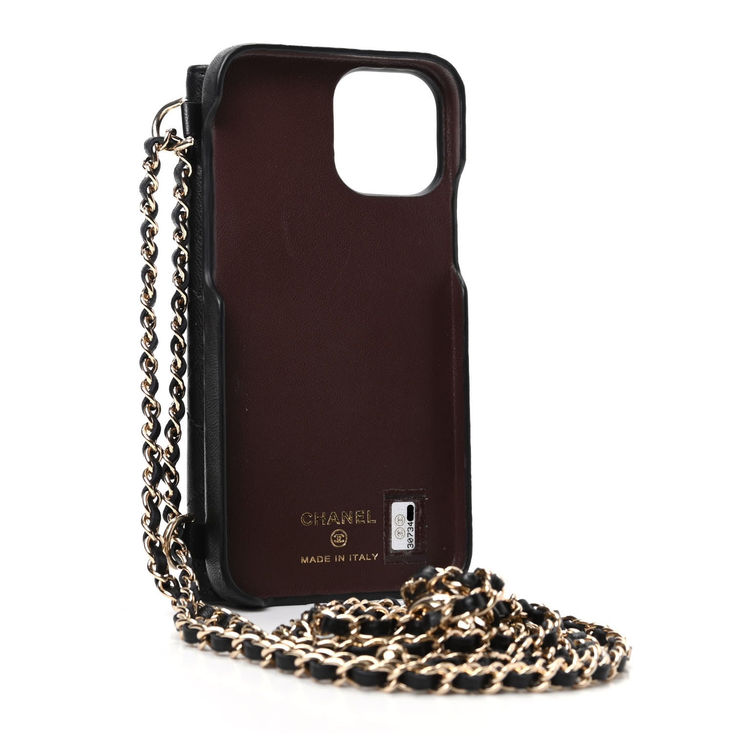 Chanel Lambskin Quilted iPhone XII Holder With Chain Black 2 of 6