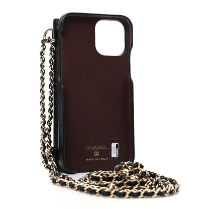 Chanel Lambskin Quilted iPhone XII Holder With Chain Black 2 of 6