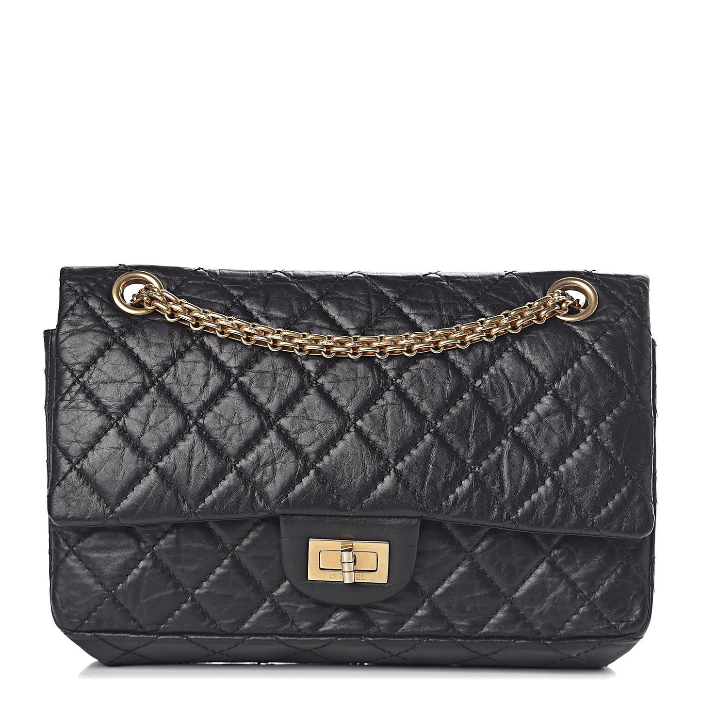 Aged Calfskin Quilted 2.55 Reissue 225 Flap Black