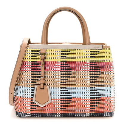 Fendi Woven Raffia Vitello Printed Petite 2Jours Tote Multicolor 1 of 10