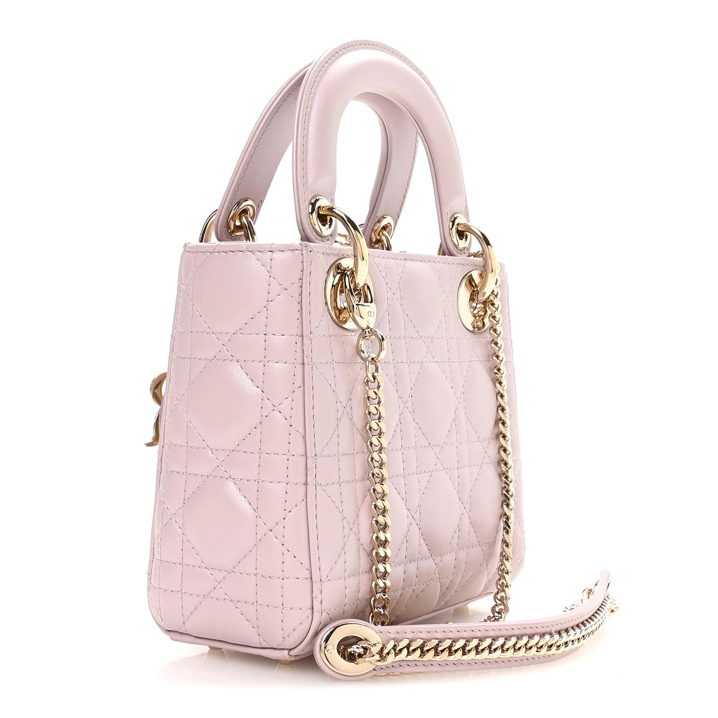 Metallic Lambskin Cannage Mini Lady Dior Lotus