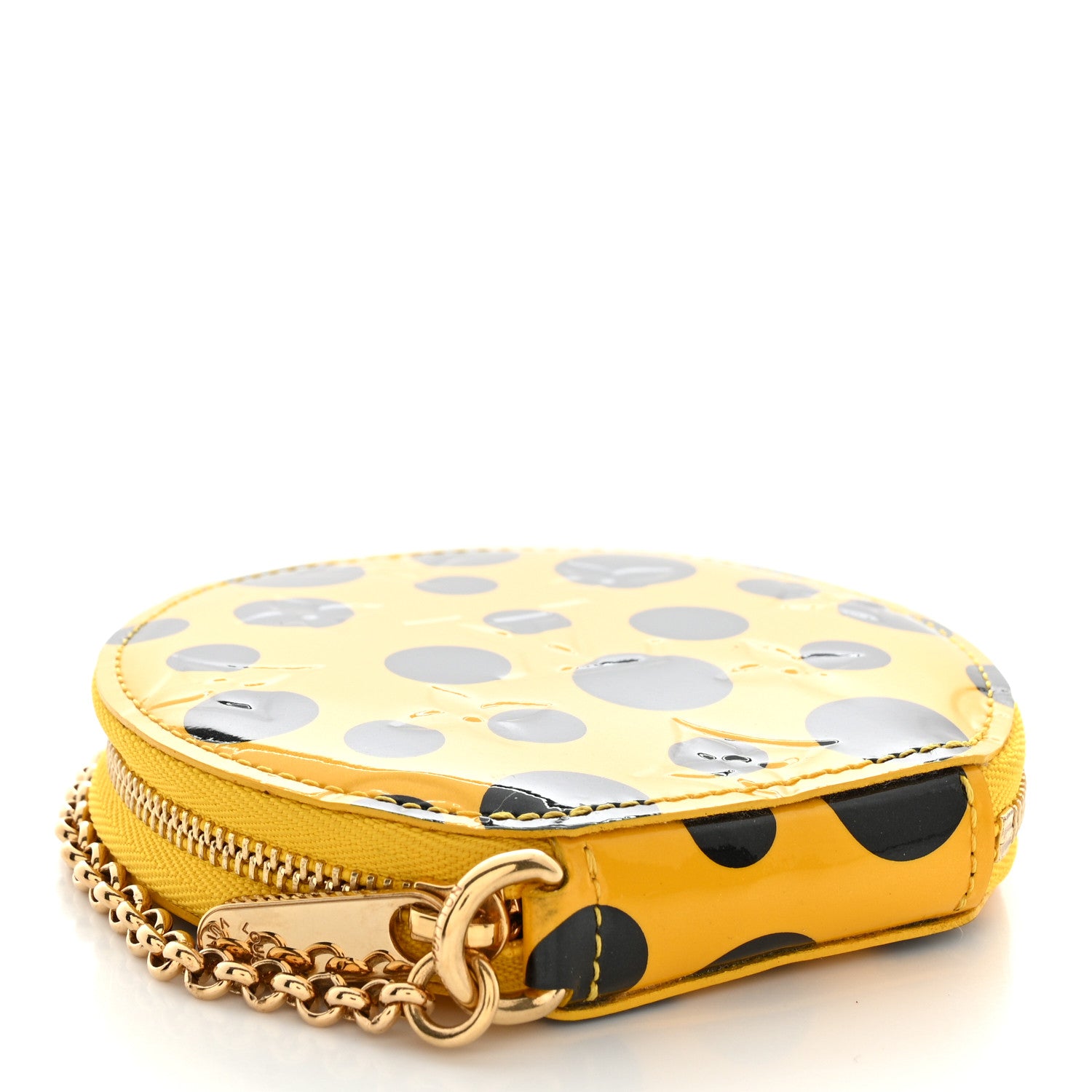 Louis Vuitton Vernis Kusama Infinity Dots Chapeau Coin Purse Yellow 4 of 9