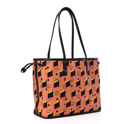 MCM Visetos Medium Reversible Shopping Tote Black 7 of 17