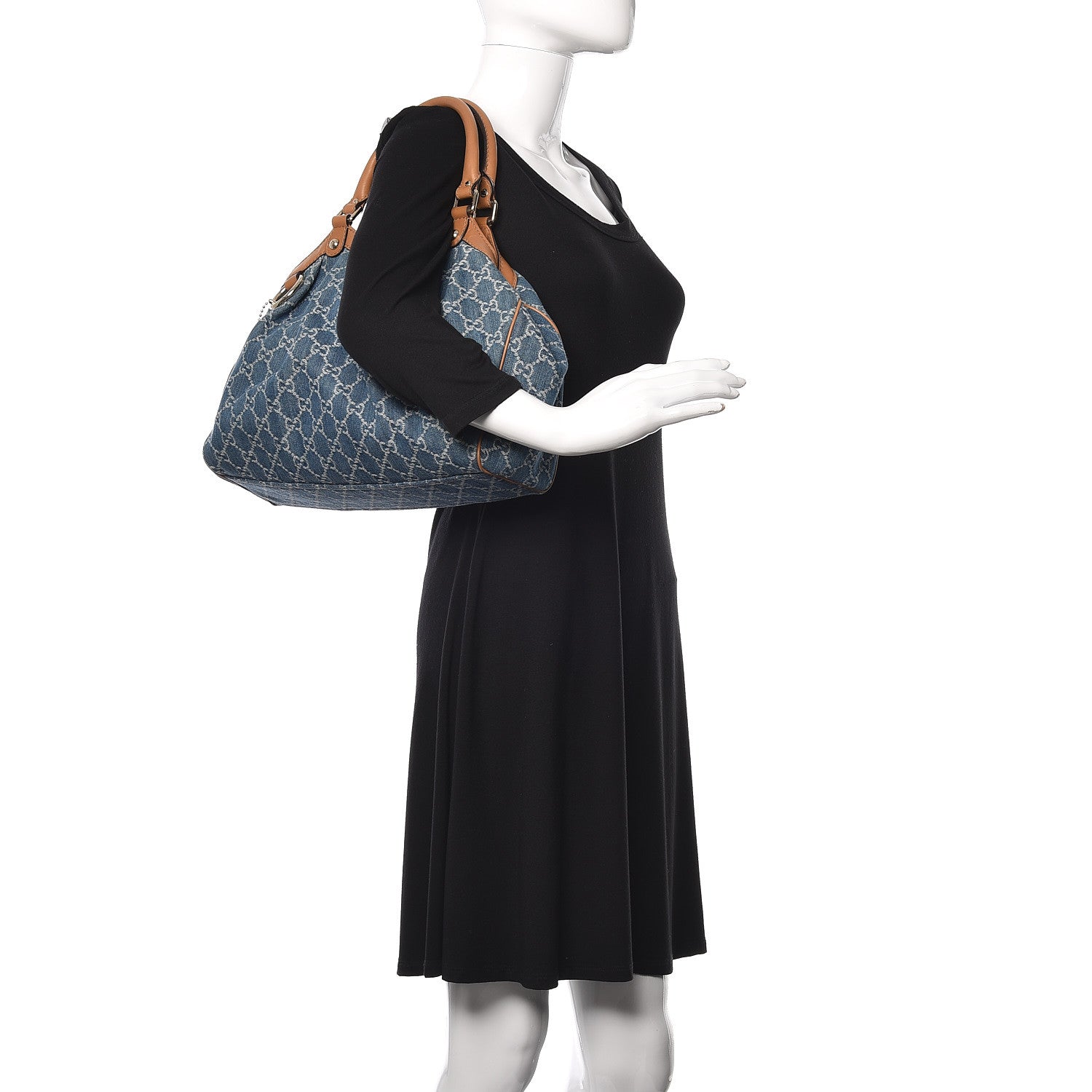 Gucci Denim Monogram Medium Sukey Tote Blue 2 of 10