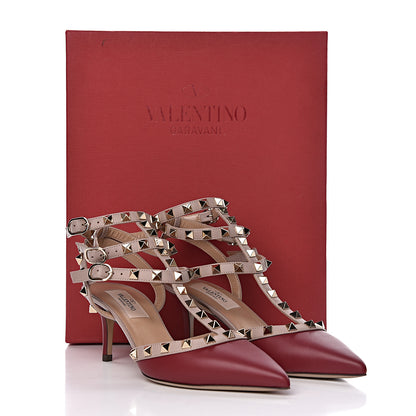 Valentino Garavani Calfskin Nappa Rockstud Ankle Strap 65mm Pumps 36 Rubino Poudre 9 of 9