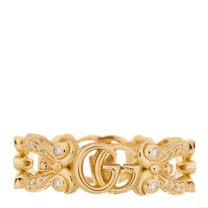 Gucci 18K Yellow Gold Diamond Flora Ring 50 5.5 3 of 5
