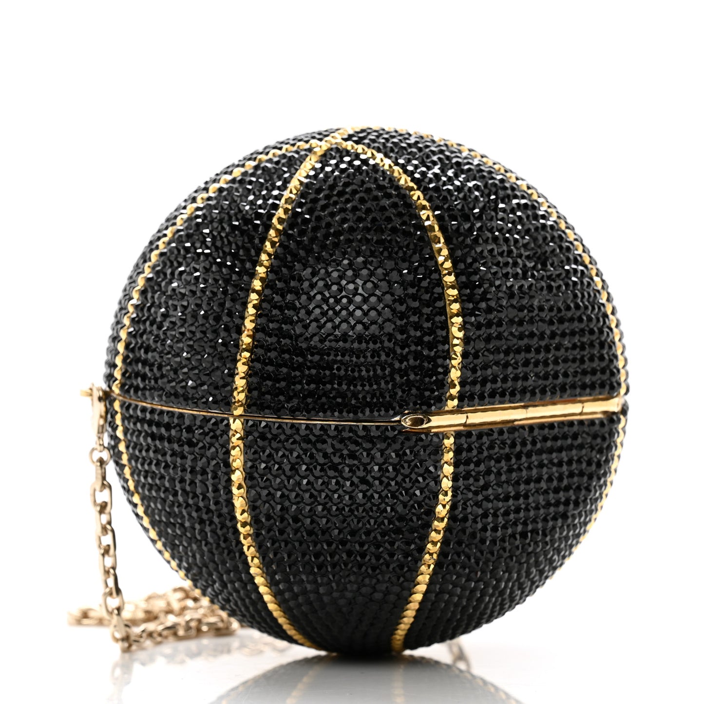 Crystal Basketball Minaudiere Clutch Black Gold