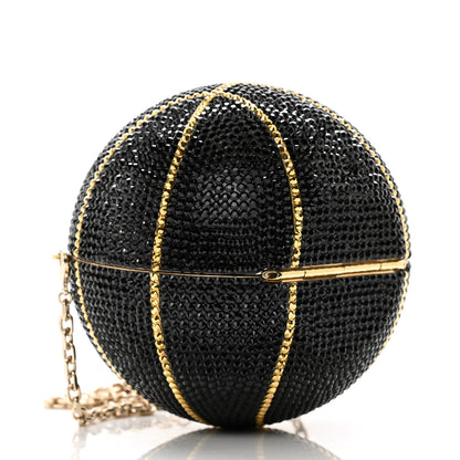 Judith Leiber Crystal Basketball Minaudiere Clutch Black Gold 4 of 11