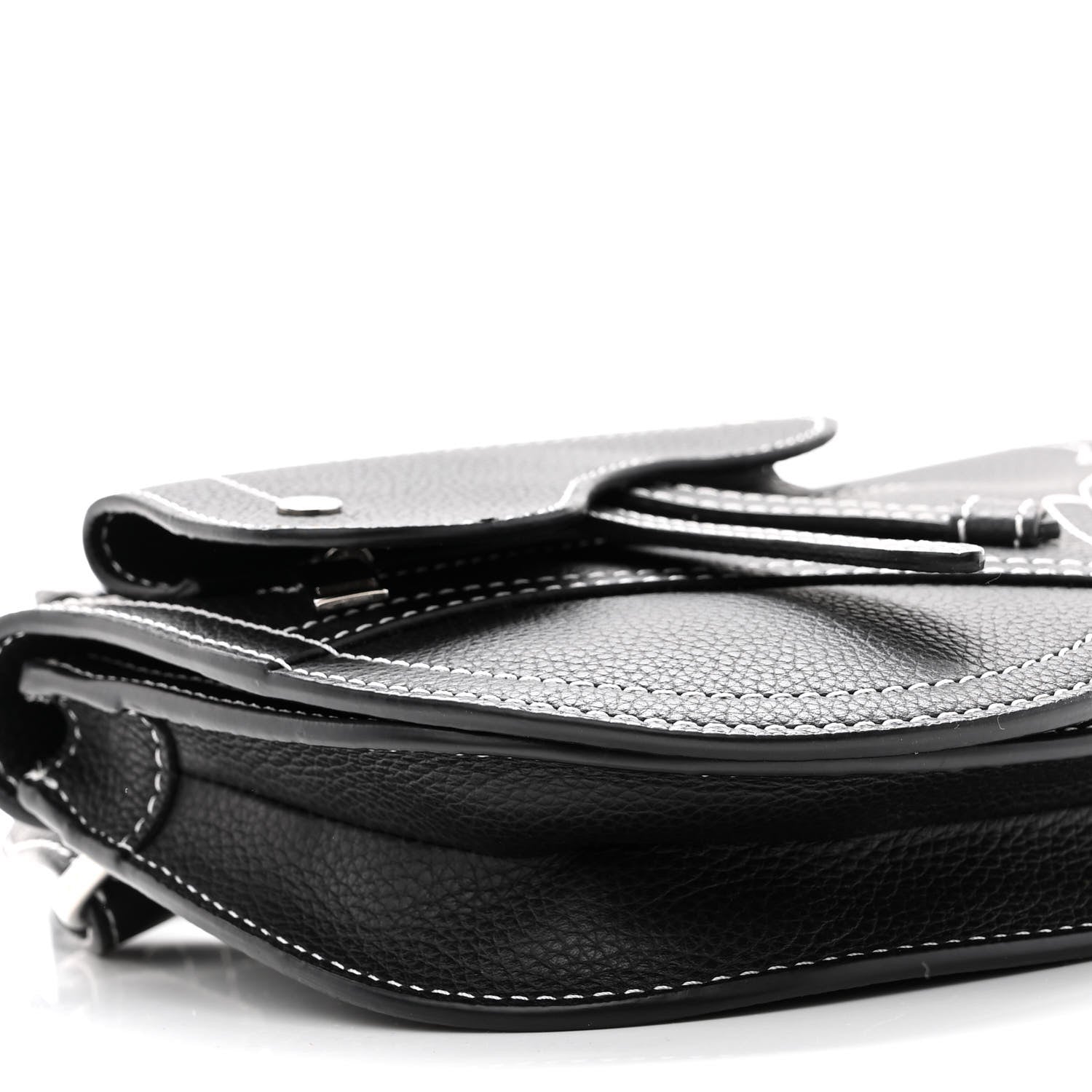 Christian Dior X KAWS Grained Calfskin Saddle Pouch Black 8 of 9