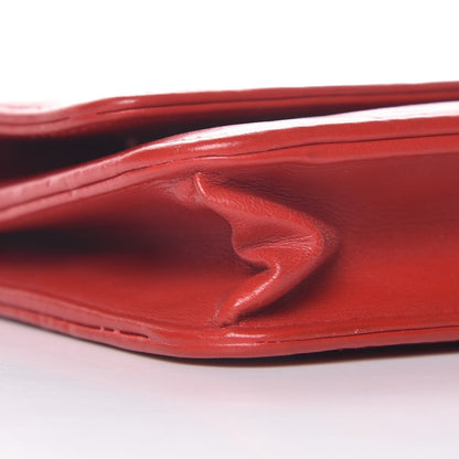 Chanel Lambskin Camellia Embossed Wallet On Chain WOC Red 10 of 12