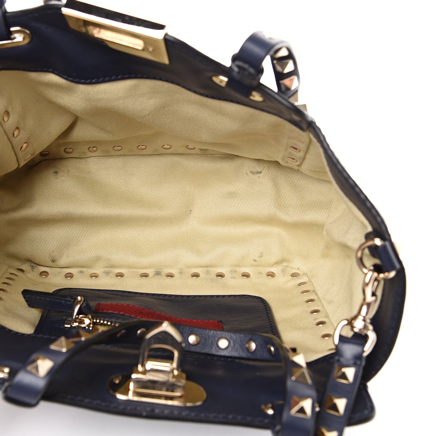 Valentino Garavani Vitello Mini Rockstud Tote Marine 4 of 14