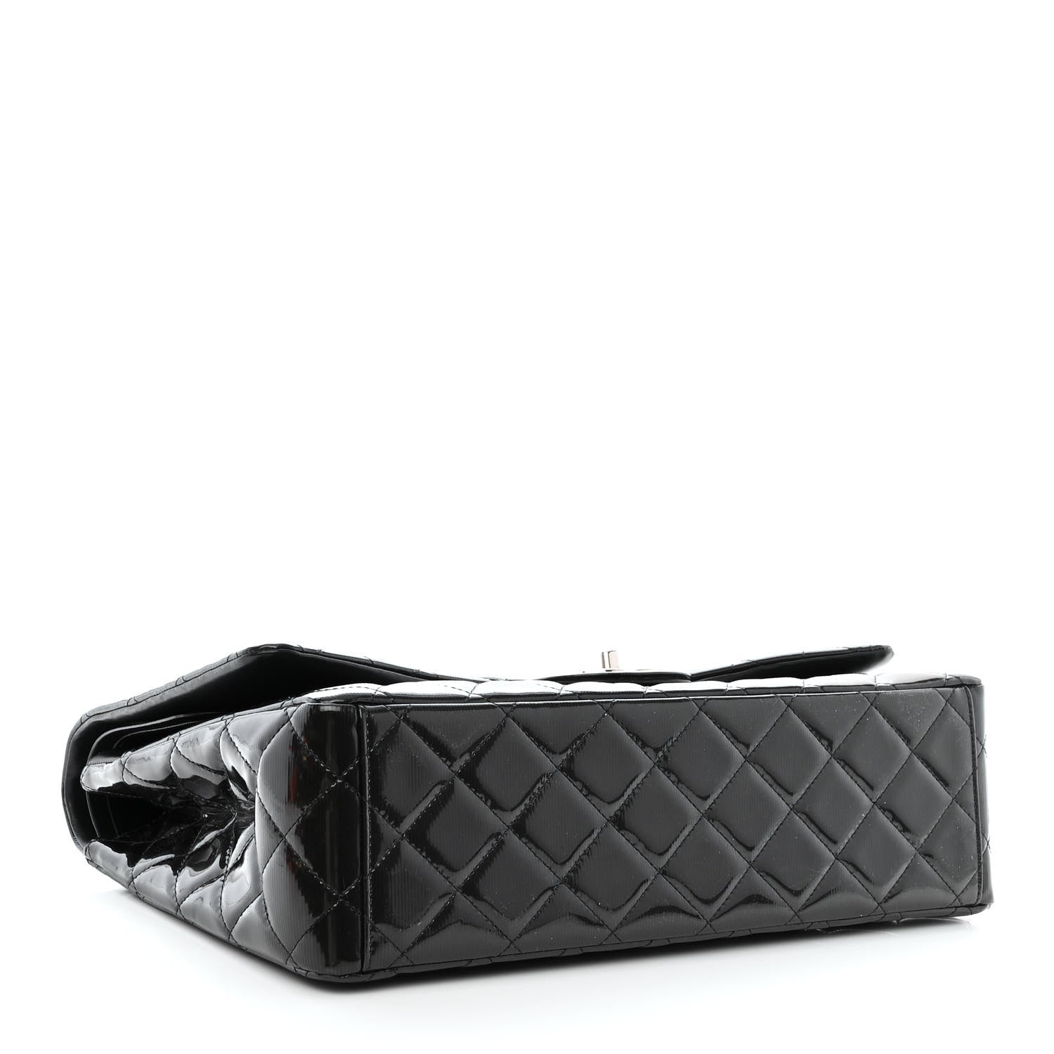 Chanel Striated Patent Quilted Maxi Double Flap Black 4 of 14