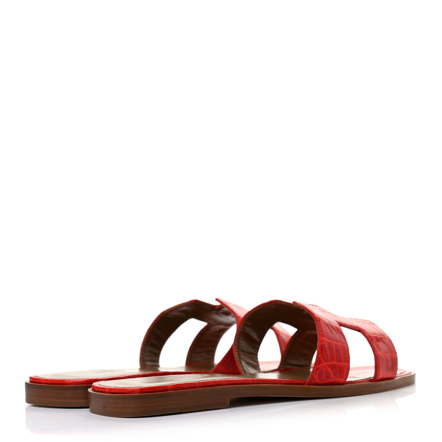 Hermes Shiny Alligator Oran Sandals 38 Geranium 4 of 7