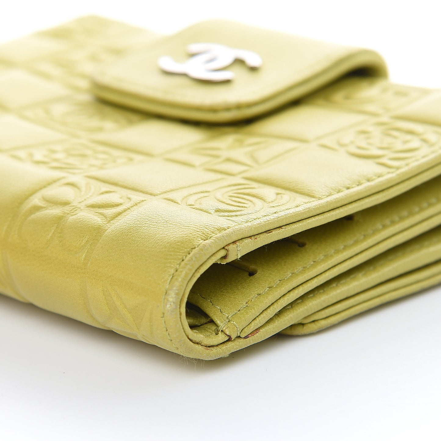 Lambskin Precious Symbols French Flap Wallet Chartreuse