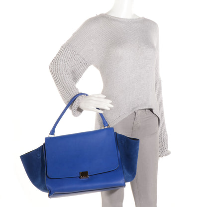 Celine Calfskin and Suede Large Trapeze Royal Blue 2 of 11