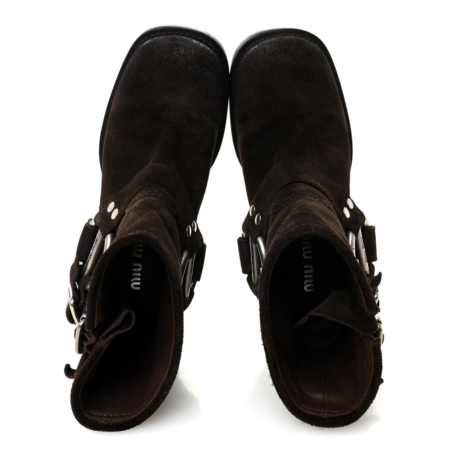 Miu Miu Suede Harness Engineer Boots 38.5 Brown 5 of 10