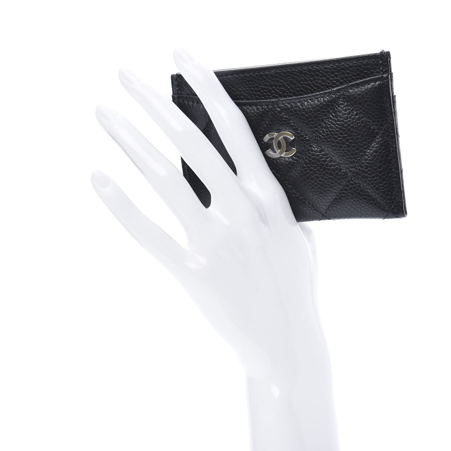 Caviar Quilted Card Holder Black