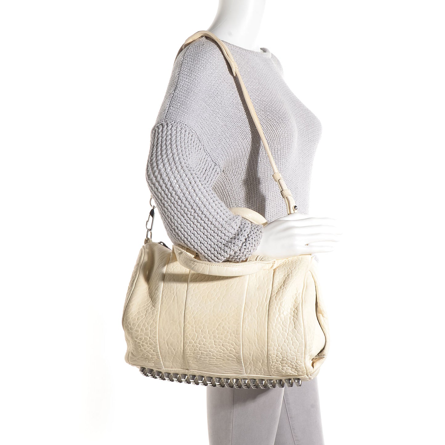 Pebbled Lambskin Rocco Bone w Rhodium Hardware