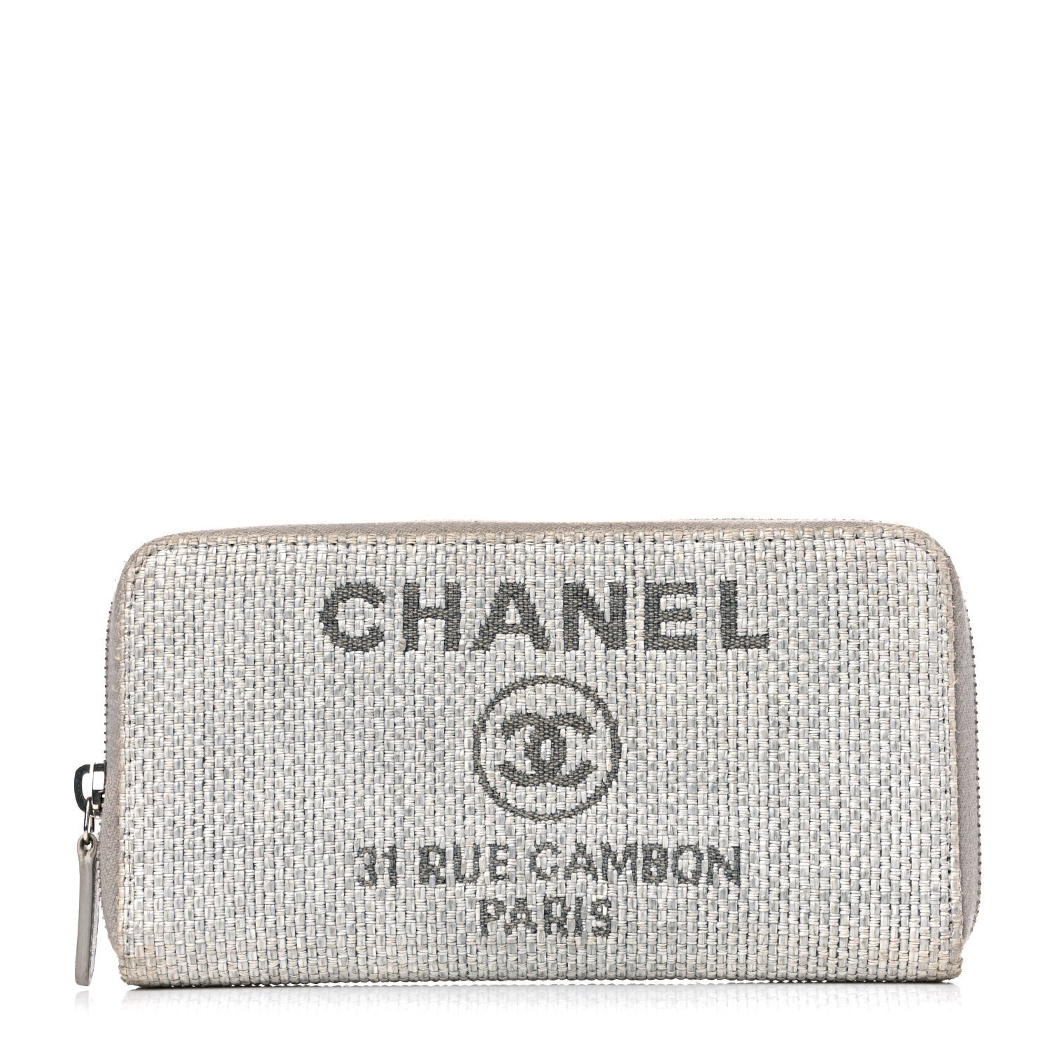 Chanel Canvas Deauville Zip Around Wallet Grey 1 of 11