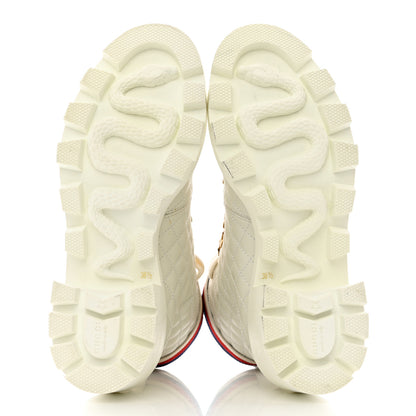 Gucci Calfskin Quilted Sylvie Web Lace Up Combat Ankle Boots 38.5 White 5 of 12