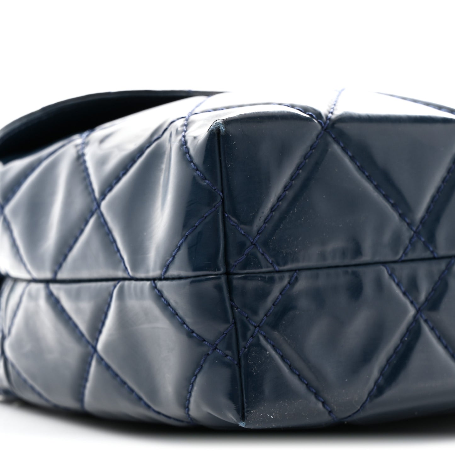 Vinyl Quilted In the Business Flap Bag Navy Blue