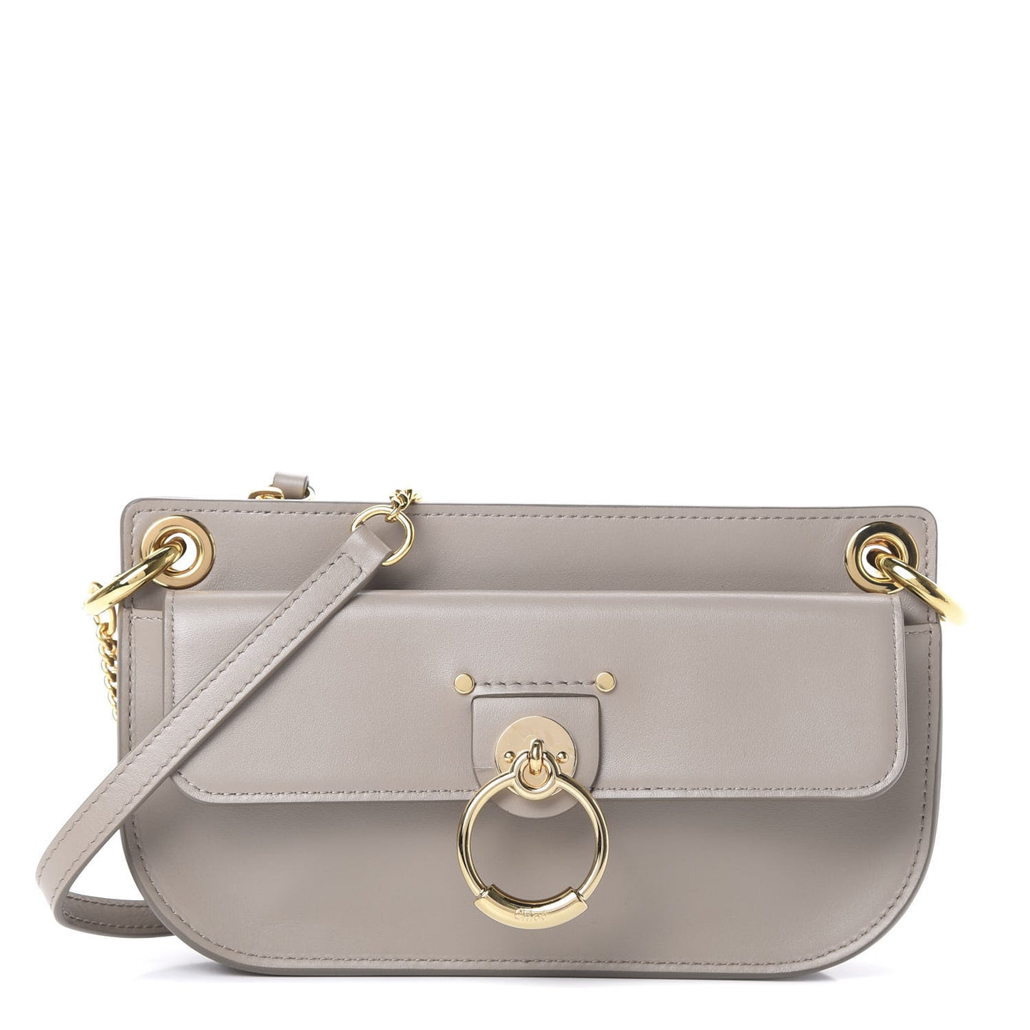 Shiny Calfskin Small Tess Crossbody Motty Grey