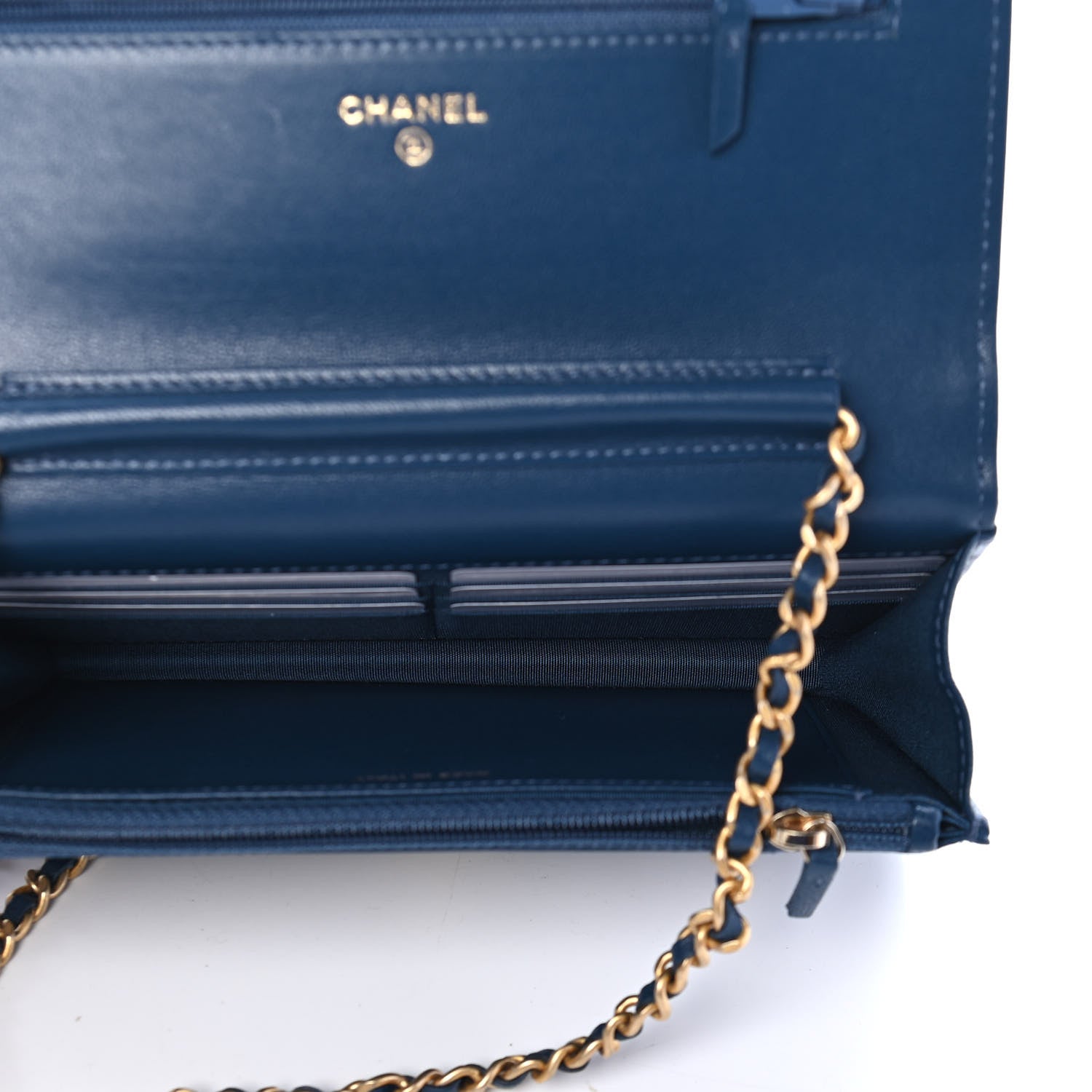 Chanel Goatskin Quilted Chanel 19 Wallet On Chain WOC Blue 5 of 10