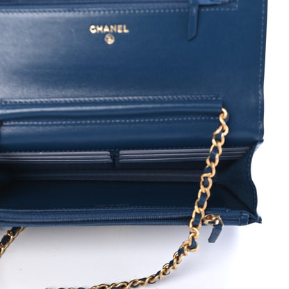 Chanel Goatskin Quilted Chanel 19 Wallet On Chain WOC Blue 5 of 10