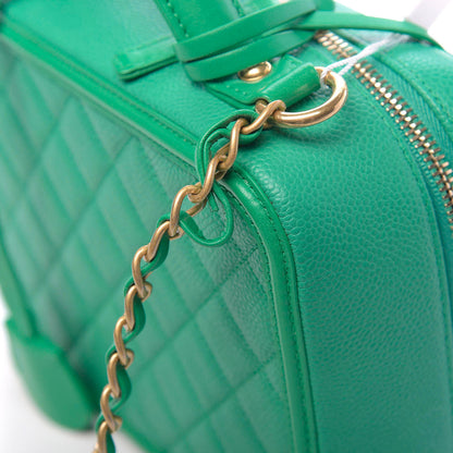 Chanel Caviar Quilted Medium CC Filigree Vanity Case Green 15 of 16