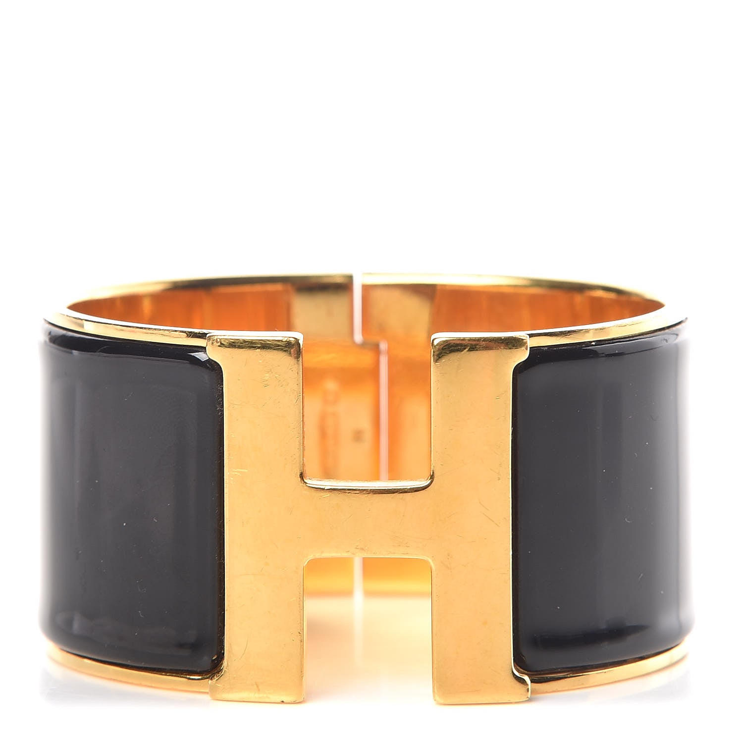 Hermes Enamel Extra Wide Clic Clac H Bracelet GM Black 1 of 8