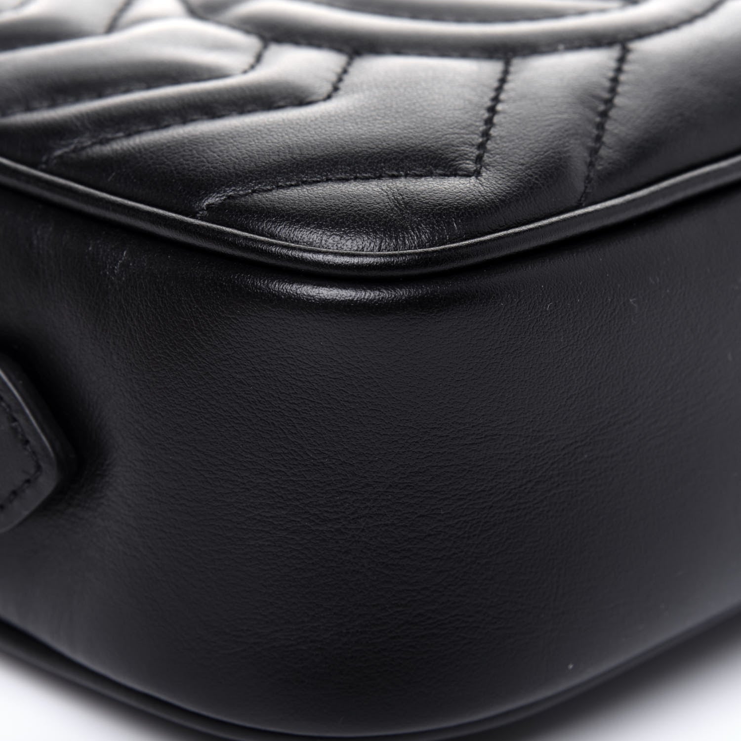 Gucci Calfskin Matelasse Mini GG Marmont Chain Shoulder Bag Black 12 of 17