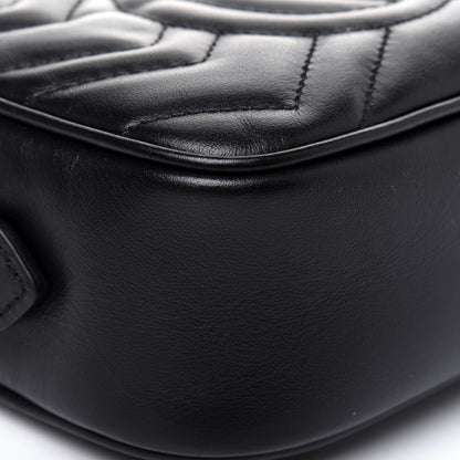 Gucci Calfskin Matelasse Mini GG Marmont Chain Shoulder Bag Black 12 of 17