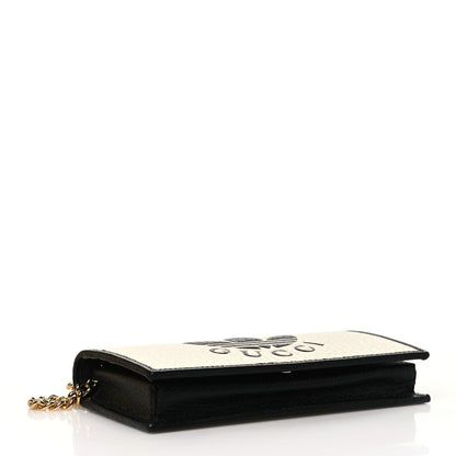 Gucci X ADIDAS Textured Dollar Calfskin Trefoil Embossed Wallet On Chain Off White Black 4 of 11