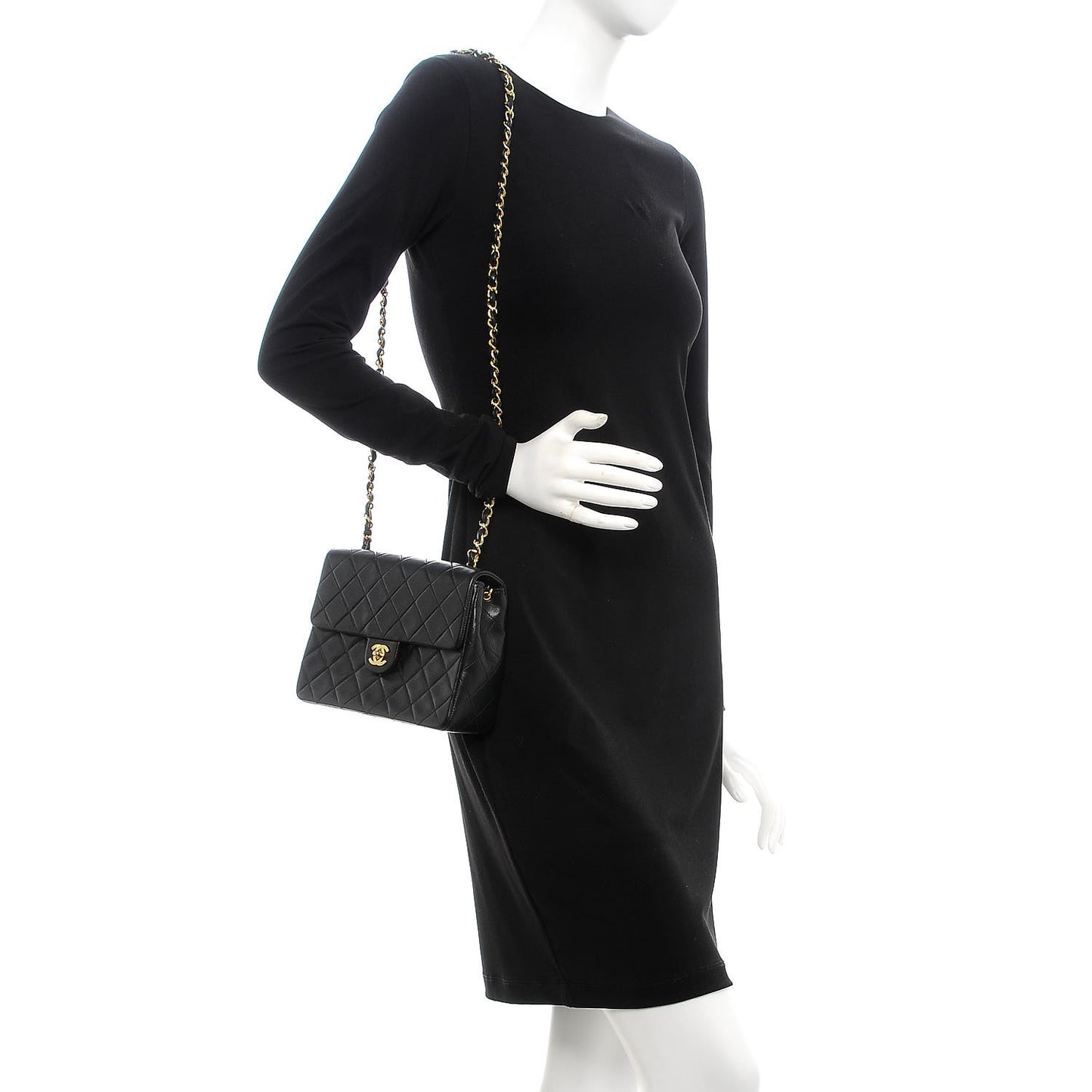 Lambskin Quilted Mini Square Flap Bag Black