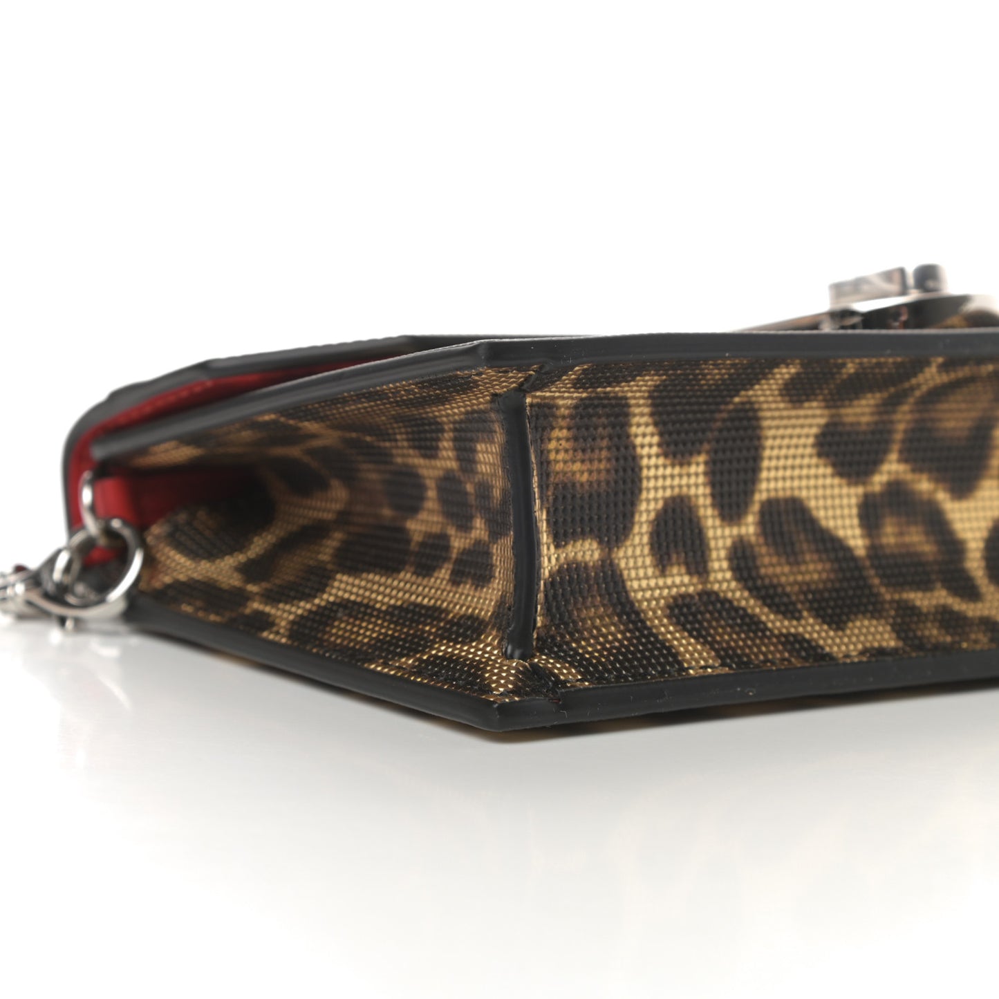 Metallic Calfskin Coins Leopard Print Small Elisa Baguette Gold Silver