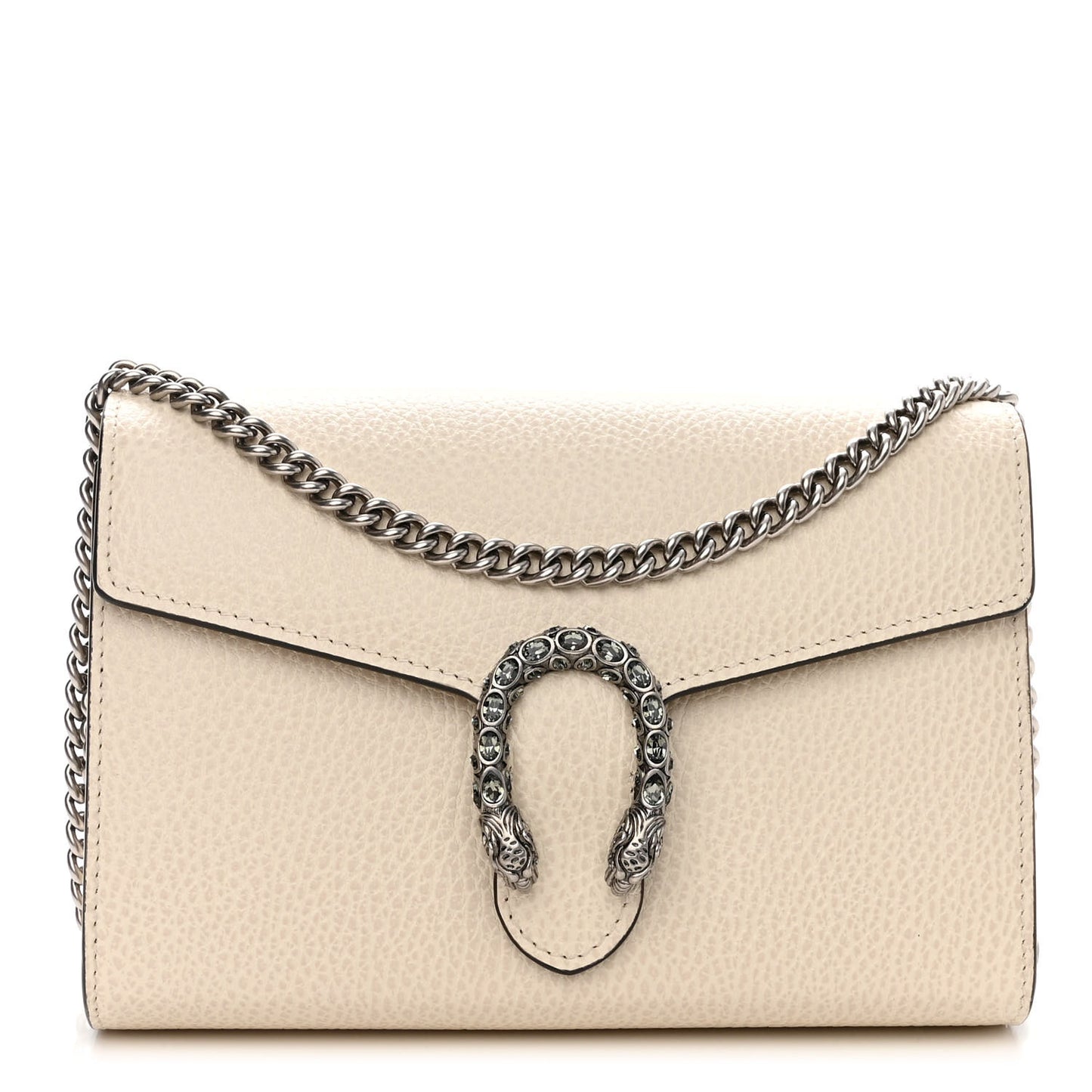 Dollar Calfskin Mini Dionysus Chain Wallet Mystic White