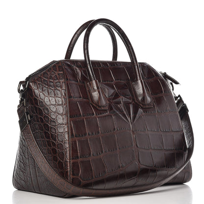 Givenchy Calfskin Crocodile Embossed 3D Stud Medium Antigona Brown 4 of 8