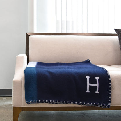 Hermes Cashmere Avalon Tangram Blanket Indigo Emeraude 2 of 4