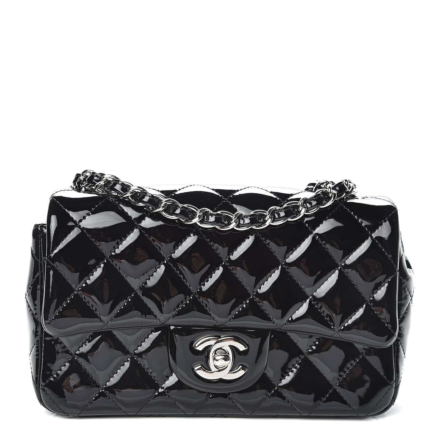 Chanel Patent Calfskin Quilted Mini Rectangular Flap Black 1 of 10