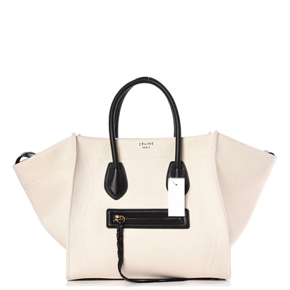 Celine Cotton Canvas Medium Phantom Luggage White 1 of 7