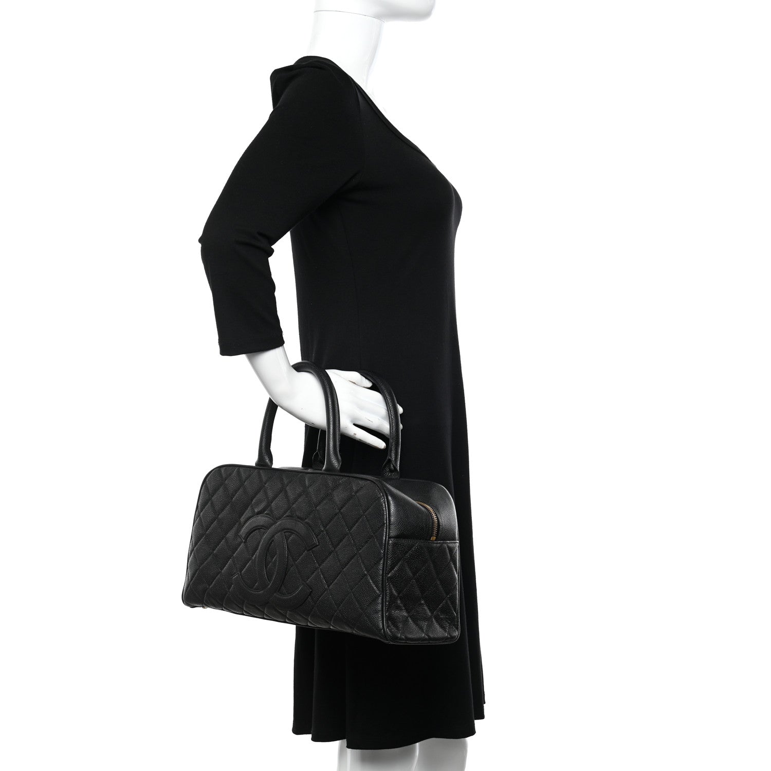 Chanel Caviar Quilted Large Bowler Black 2 of 10