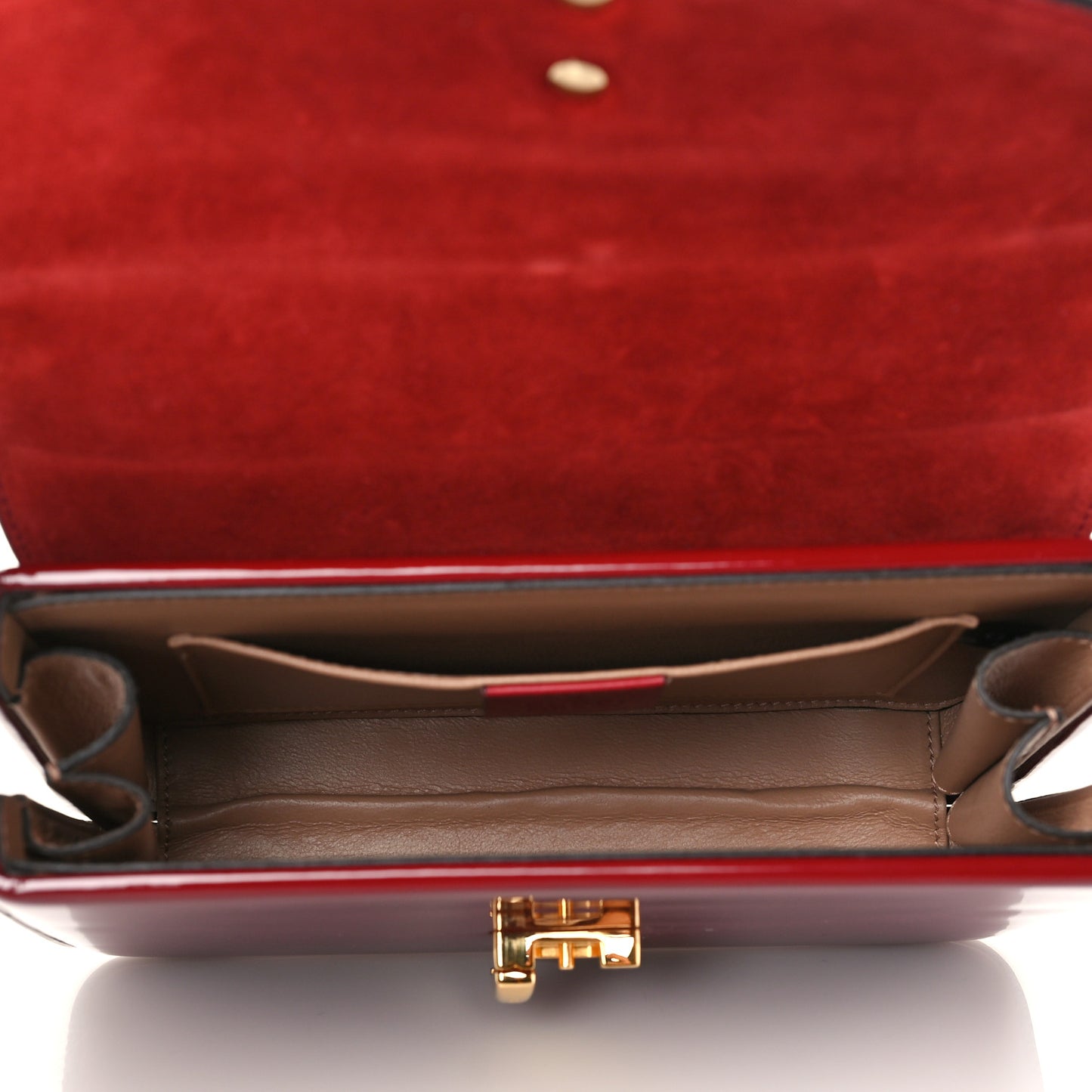 Mousse Top Patent Mini Sylvie 1969 Top Handle Bag New Cherry Red