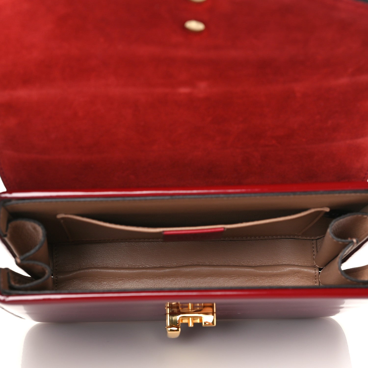 Gucci Mousse Top Patent Mini Sylvie 1969 Top Handle Bag New Cherry Red 5 of 12