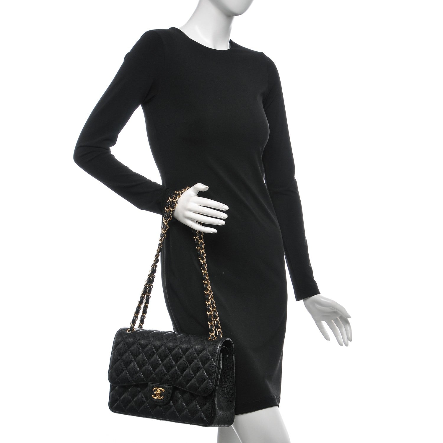 Chanel Caviar Quilted Jumbo Double Flap Black 2 of 7