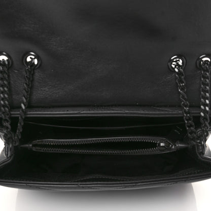 Saint Laurent Calfskin Y Quilted Monogram Monochrome Small Loulou Chain Satchel Black 5 of 10