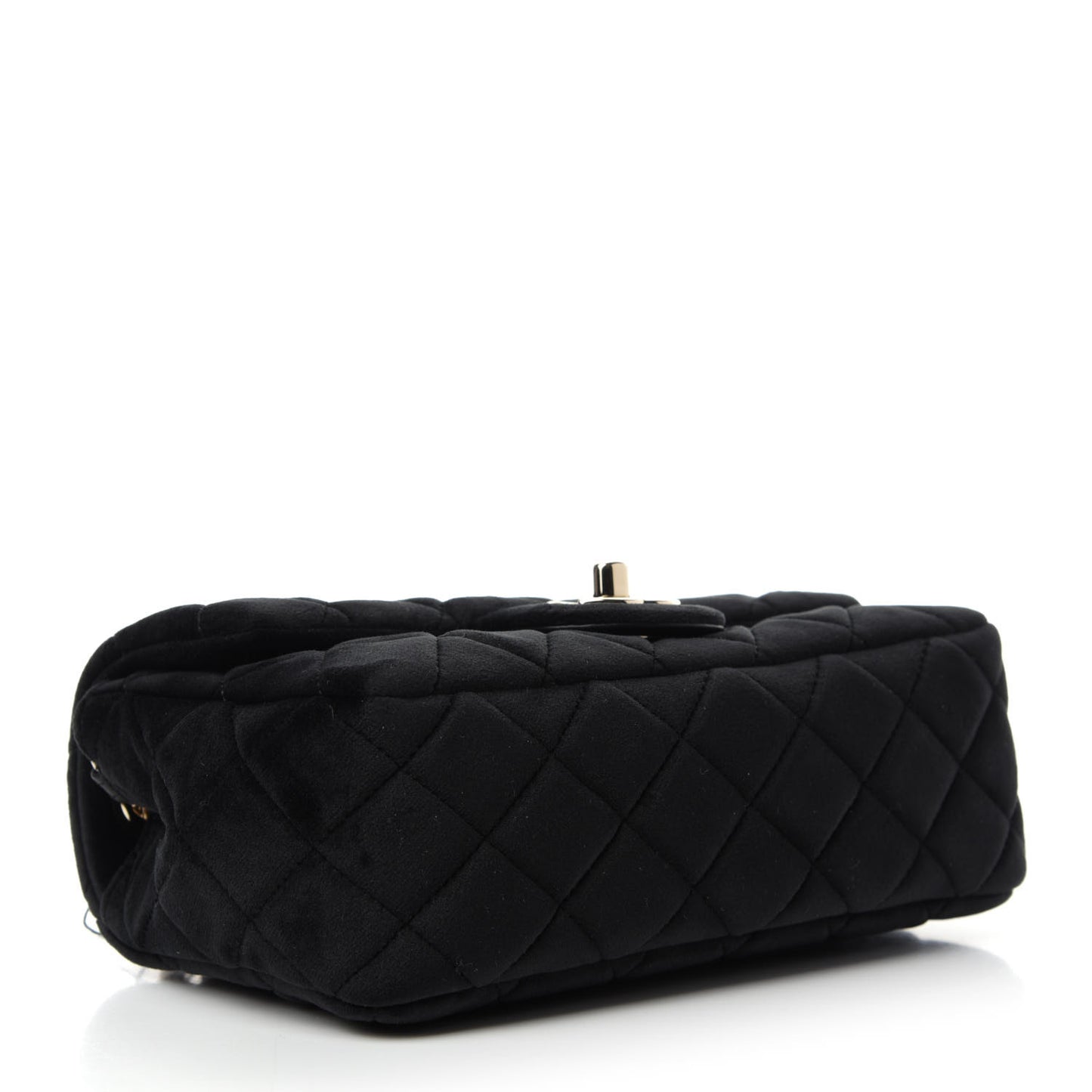 Velvet Quilted Mini Rectangular Pearl Crush Flap Black